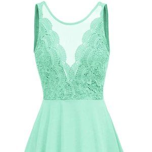 GRACE KARIN Women Sleeveless Lace  Deep V-Neck A Line Flared Party Dress